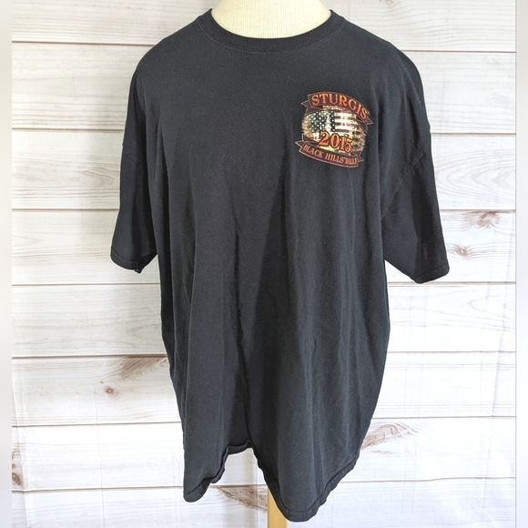 2015 Sturgis Rally 75th Anniversary Black Hills Tee in Black and Orange Sz 2XL - Picture 9 of 9